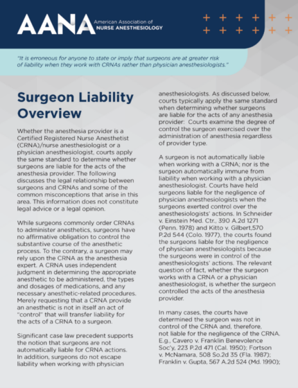 Thumbnail image of the Surgeon Liability Overview File